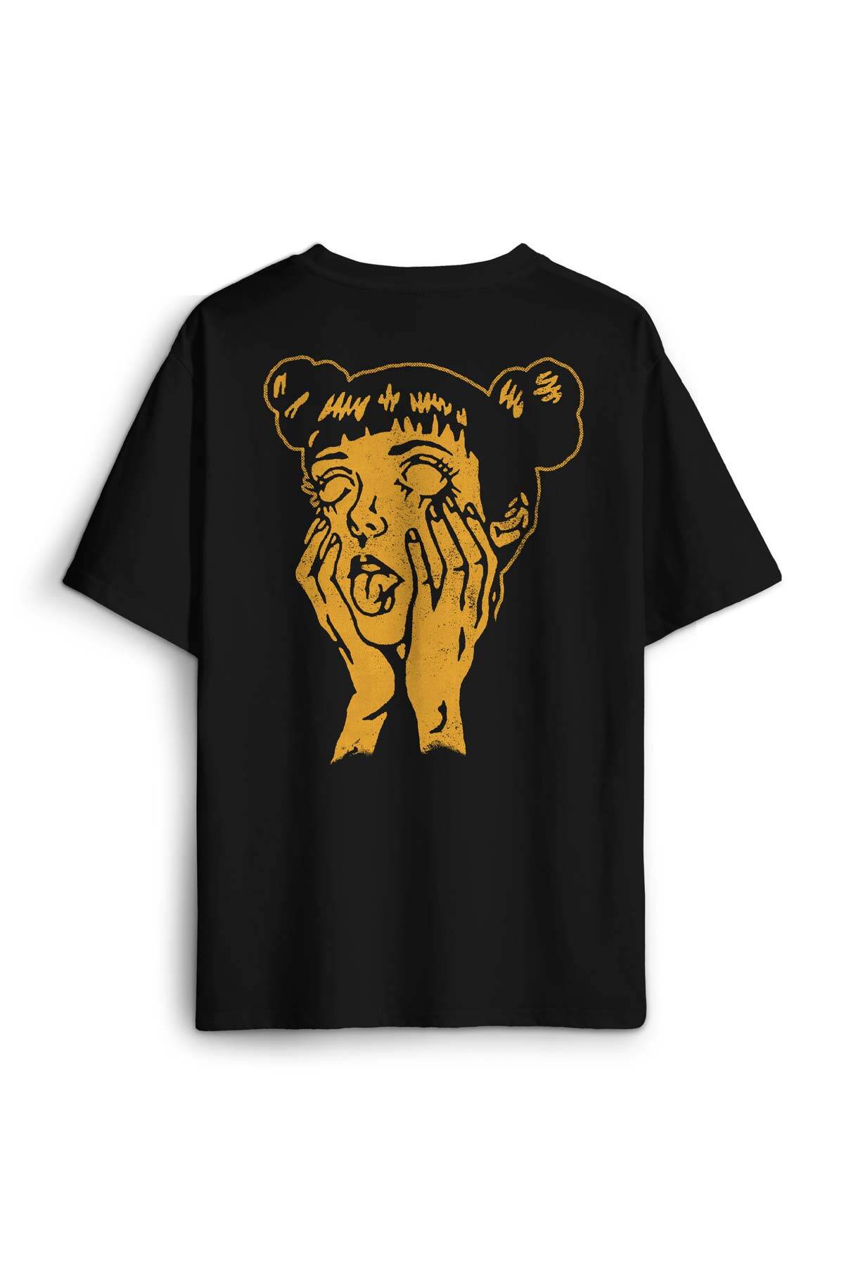 Psycho Manga Gothic Dark Sırt Ön Baskılı Oversize Tişört Unisex T-Shirt