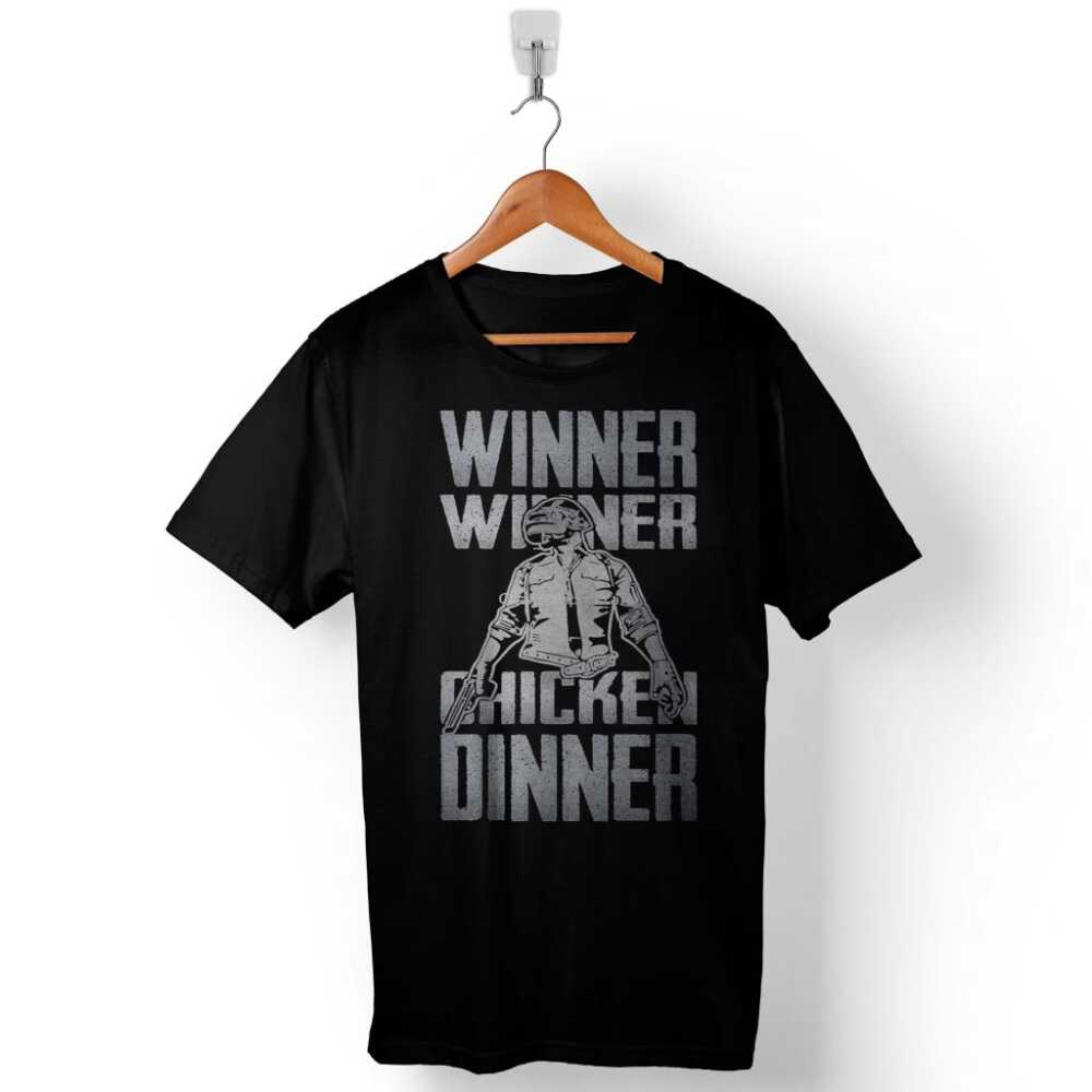 PUBG Pub G Winner Chicken Dinner Yazılı Baskılı Tişört Unisex