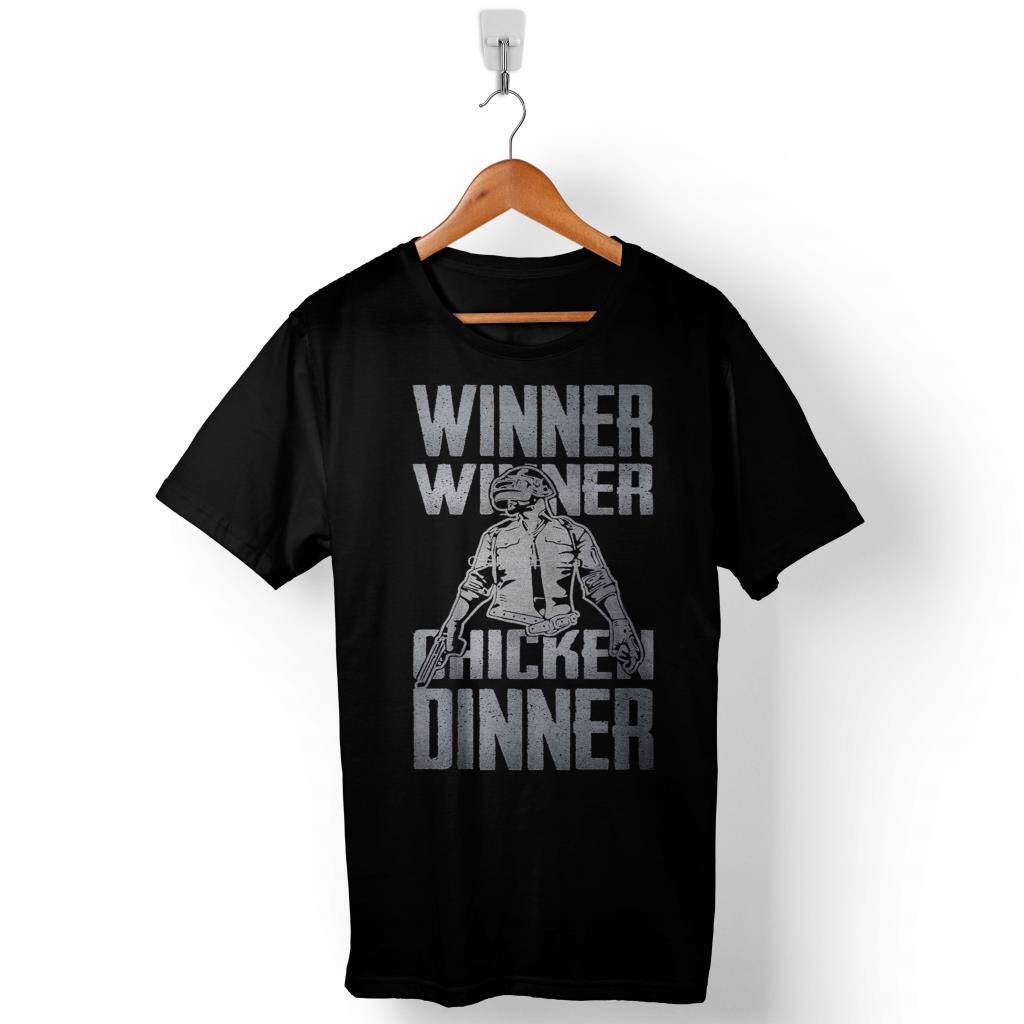 PUBG Pub G Winner Chicken Dinner Yazılı Baskılı Tişört Unisex