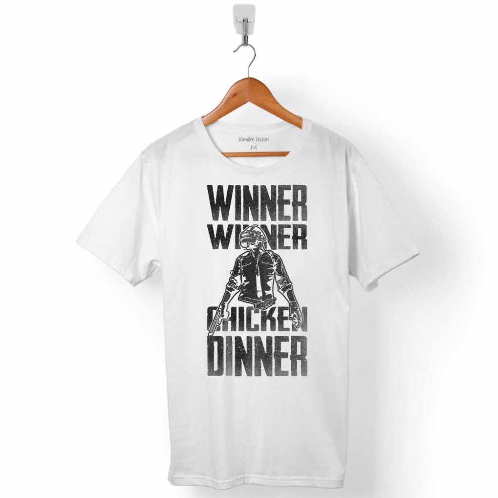 PUBG Pub G Winner Chicken Dinner Yazılı Erkek Tişört