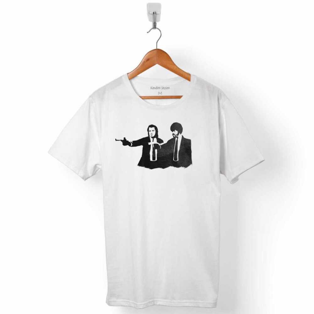 Pulp Fiction Ucuz Roman Tarantino Silhouette Erkek Tişört
