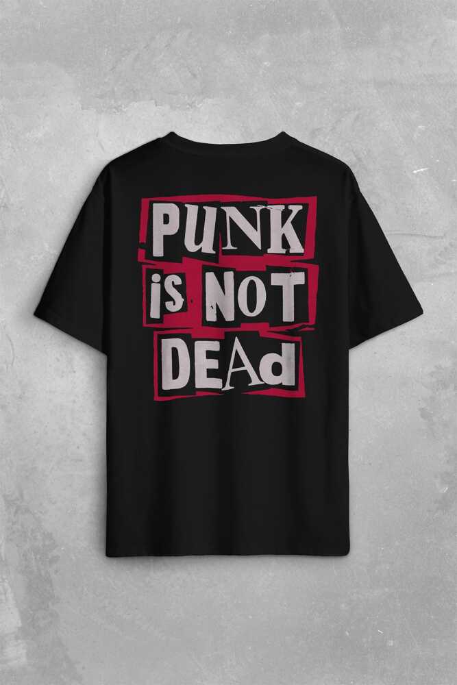 Punk Is Not Dead Rock Grunge Music Müzik Sırt Ön Baskılı Oversize Tişört Unisex