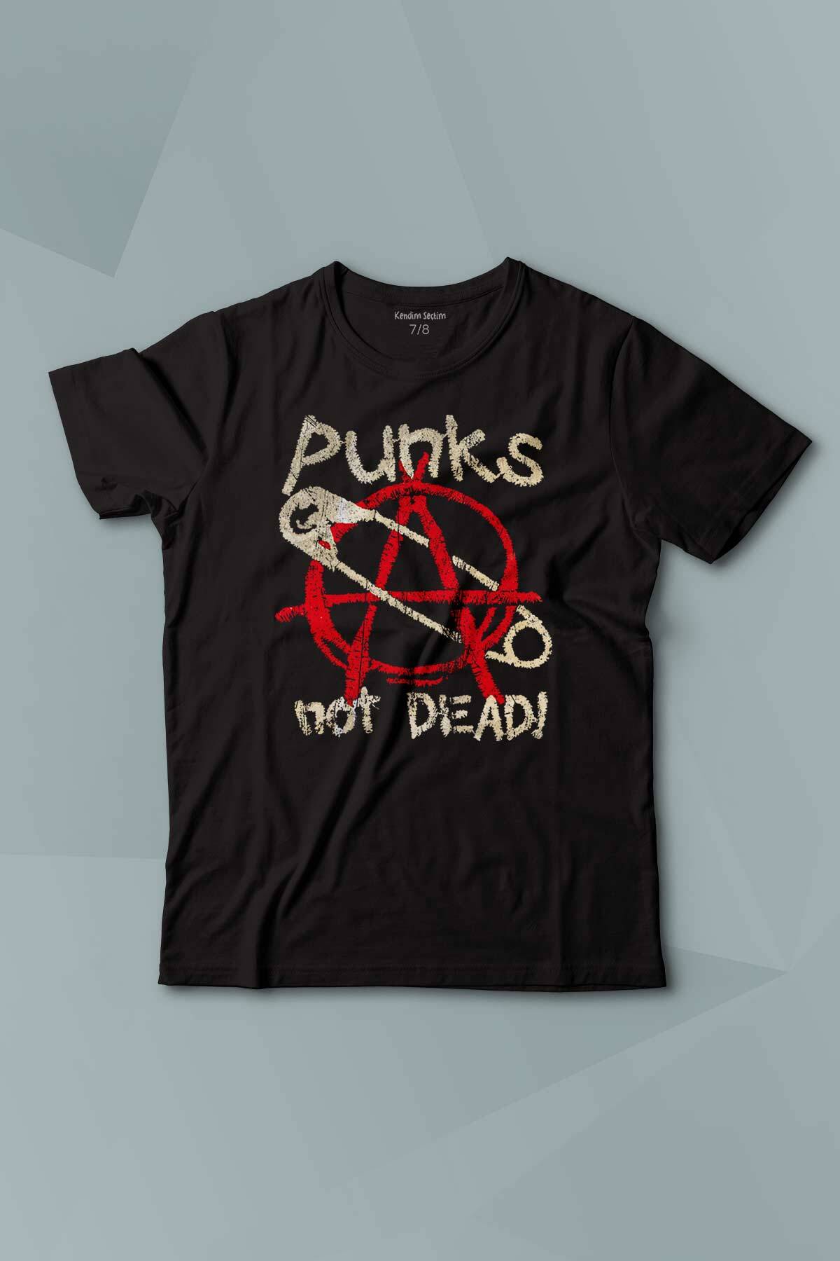 Punk Is Not Dead Rock Sokak Street Culture Baskılı Siyah T-shirt Çocuk Tişört - 1