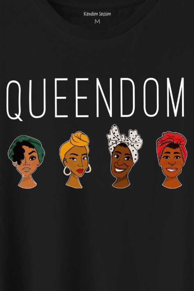 Queendom African Girl Afrikalı Kız Siyahi Kadın Baskılı Siyah Tişört Unisex (1)