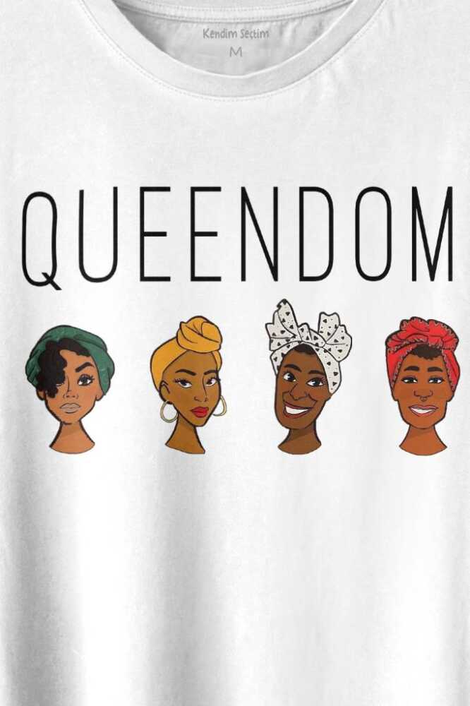 Queendom African Girl Afrikalı Kız Siyahi Kadın Baskılı Beyaz Tişört Unisex (1)