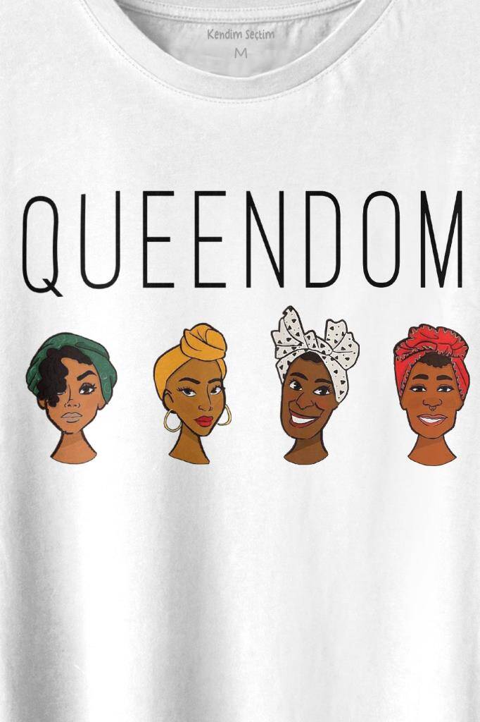 Queendom African Girl Afrikalı Kız Siyahi Kadın Baskılı Beyaz Tişört Unisex (1)