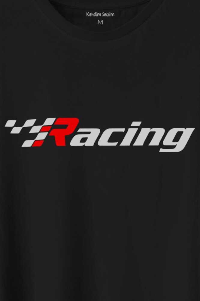 Racing Formula 1 Araba Yarışı Motor Drag Baskılı Siyah Tişört Unisex (1)