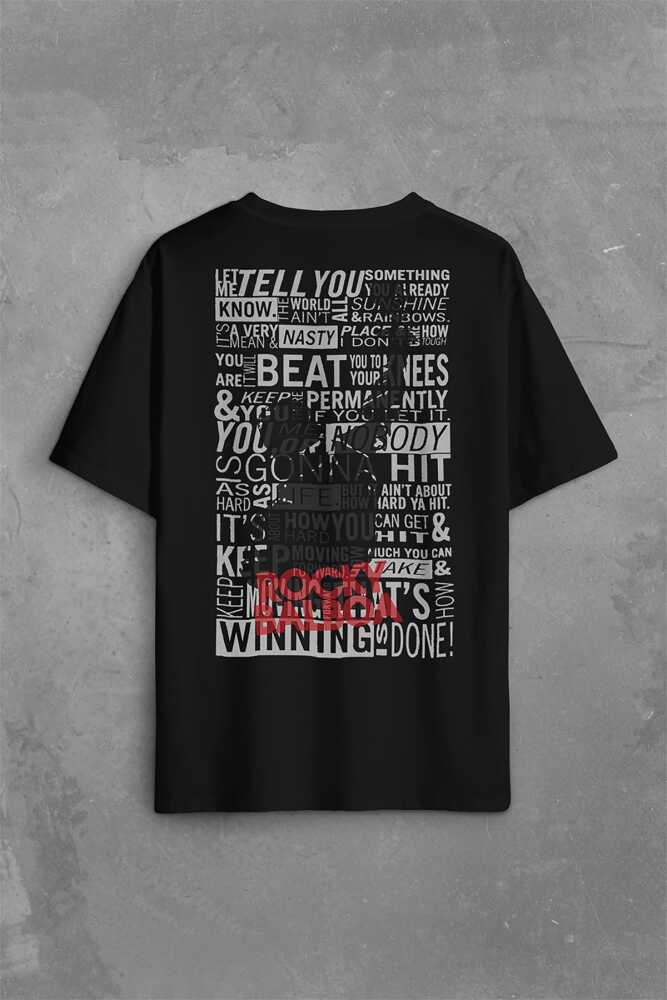 Rambo Rocky Balboa 1 2 3 4 5 Sylvester Stallone Sırt Ön Baskılı Siyah Oversize Tişört Unisex
