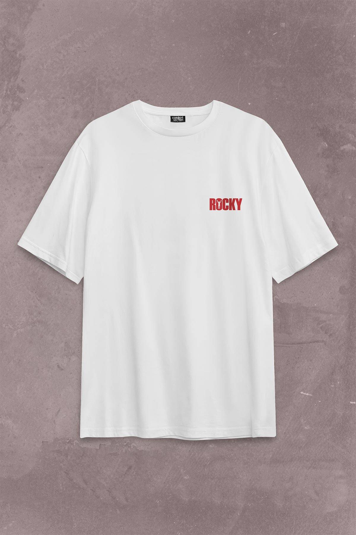Rambo Rocky Balboa 1 2 3 4 5 Sylvester Stallone Sırt Ön Baskılı Beyaz Oversize Tişört Unisex