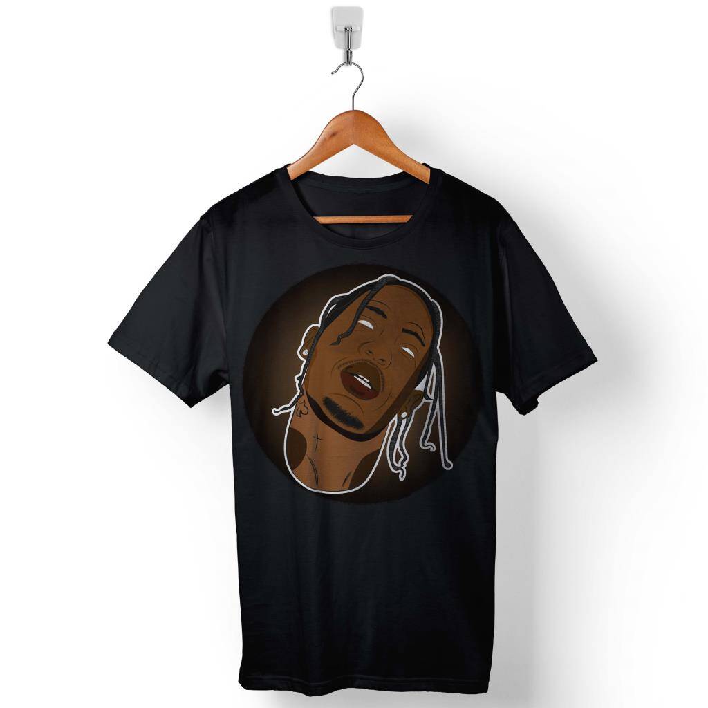 Rap Hip Hop Sokak Travis Jacques Webster Çizim Portre Baskılı Tişört Unisex