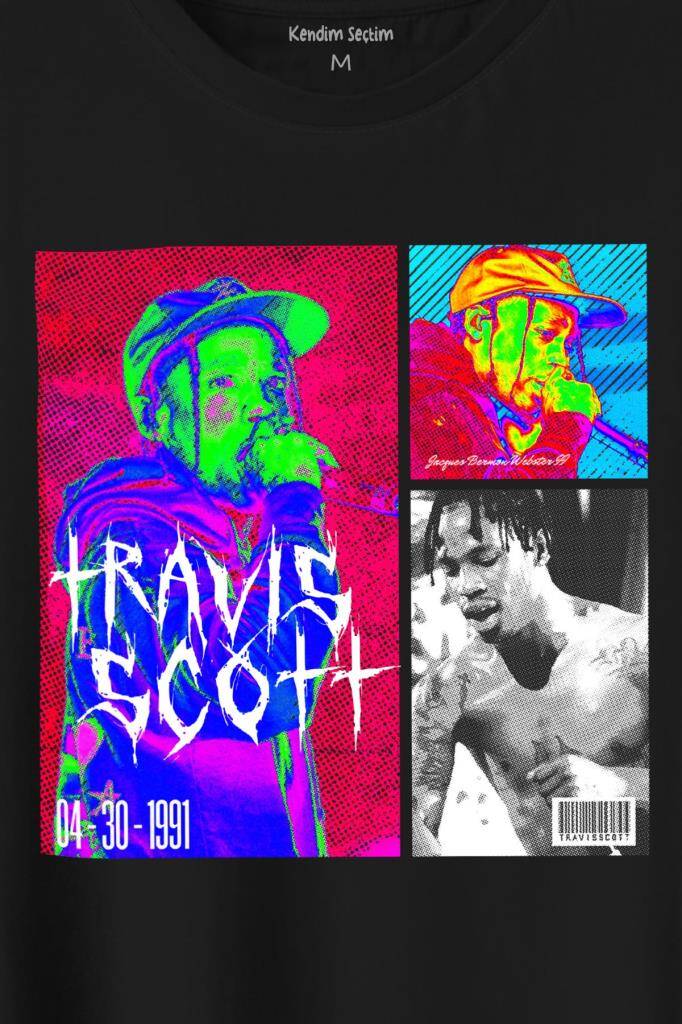 Rap Music Trap Müzik Sokak Hip Hop Travis Scott Baskılı Tişört Unisex (1)