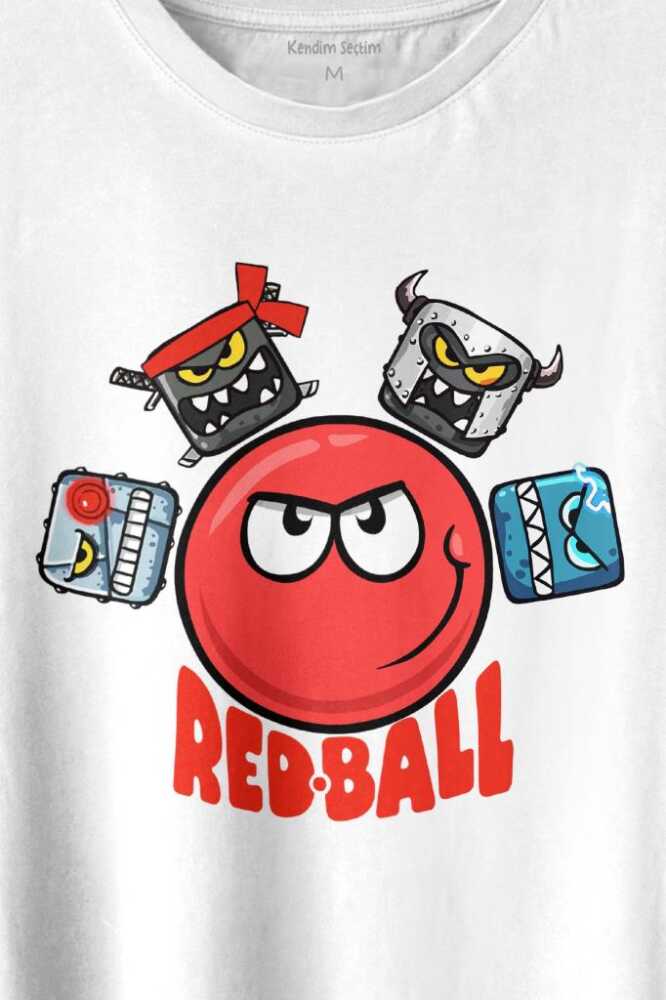 Red Ball 4 Redball Kırmızı Top Crazy Baskılı Beyaz Tişört Unisex (1)