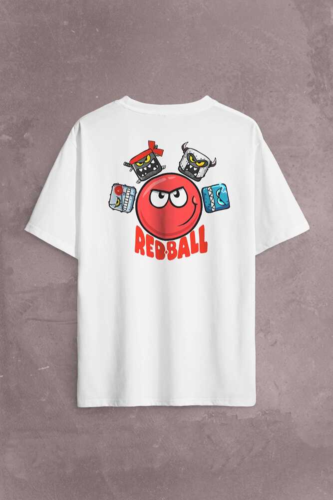 Red Ball 4 Redball Kırmızı Top Sırt Ön Baskılı Beyaz Oversize Tişört Unisex