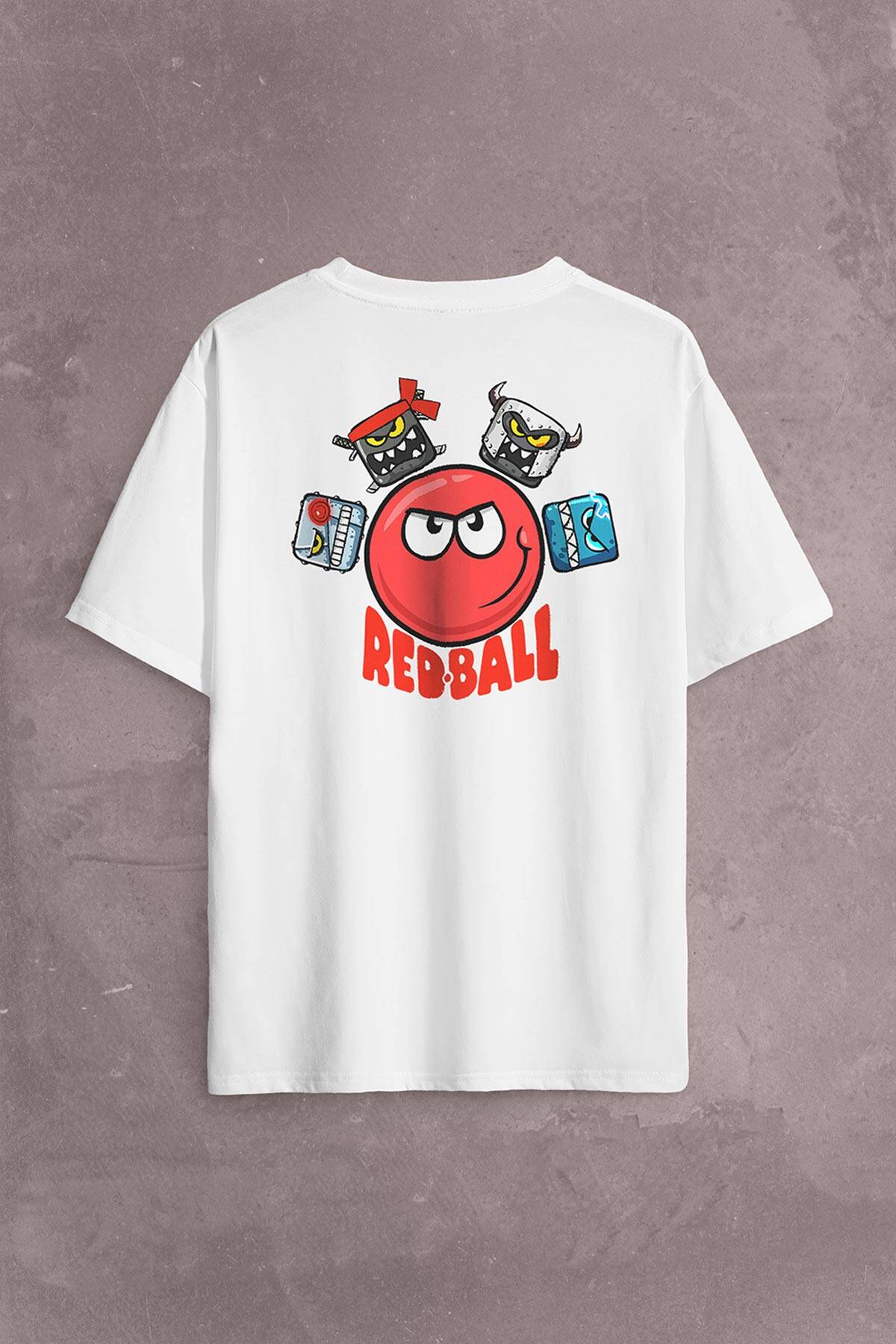 Red Ball 4 Redball Kırmızı Top Sırt Ön Baskılı Beyaz Oversize Tişört Unisex