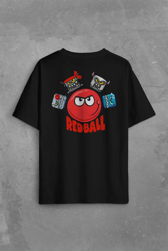 Red Ball 4 Redball Kırmızı Top Sırt Ön Baskılı Siyah Oversize Tişört Unisex