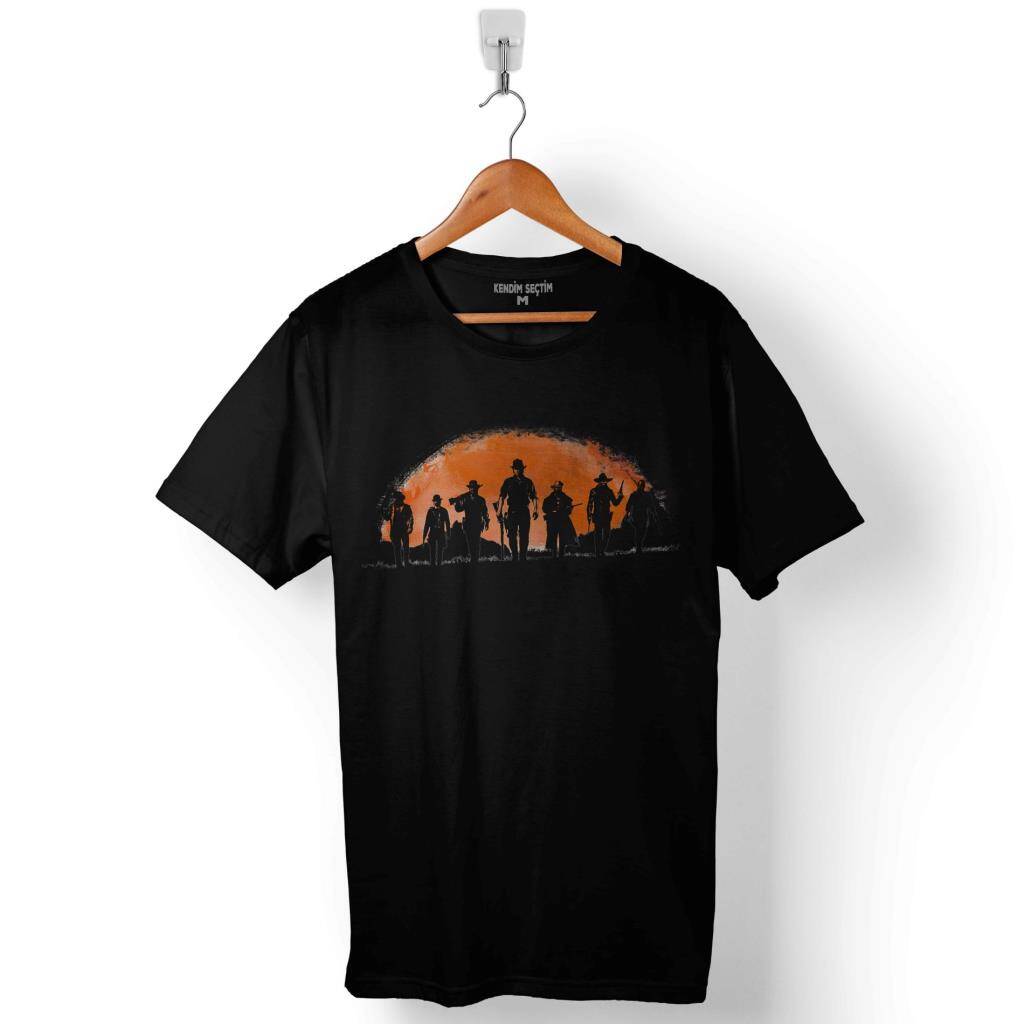 Red Dead Redemption Online Oyun Siluet Logo Baskılı Tişört Unisex
