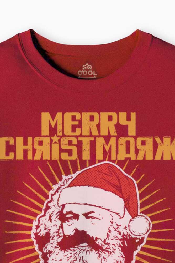 Chrismarx Marx Soviet Funny New Year Noel Christmas Yeni Yıl Kırmızı Sweatshirt - 3
