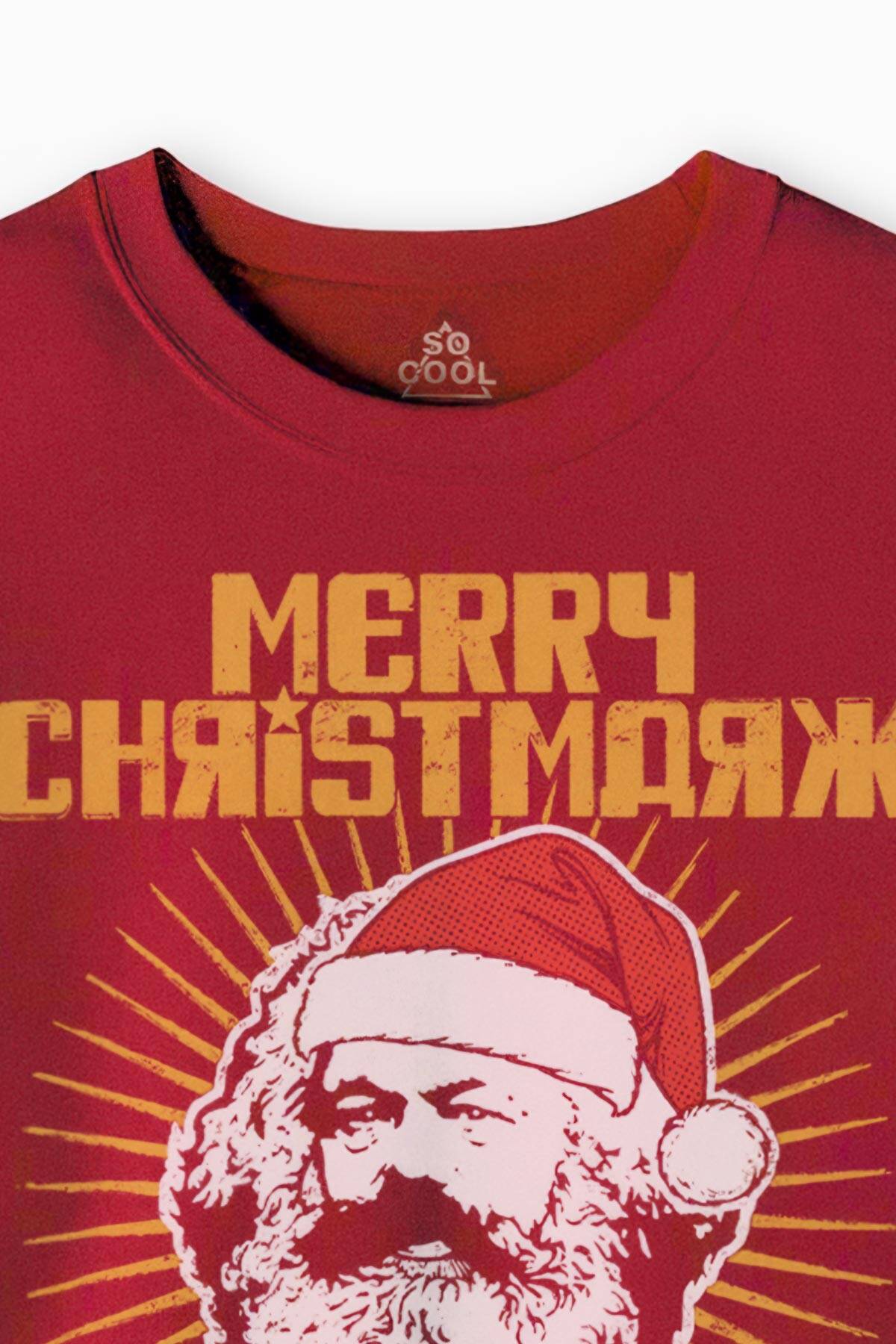 Chrismarx Marx Soviet Funny New Year Noel Christmas Yeni Yıl Kırmızı Sweatshirt - 3