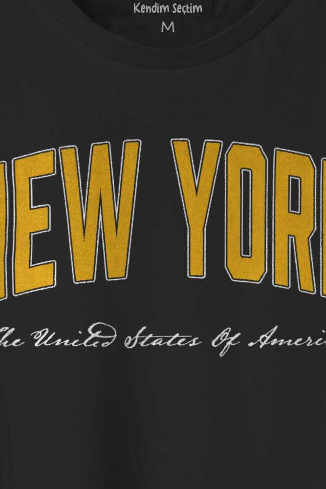 New York City Şehir Amerika USA Yazı Baskılı Regular Unisex Siyah Tişört (1)