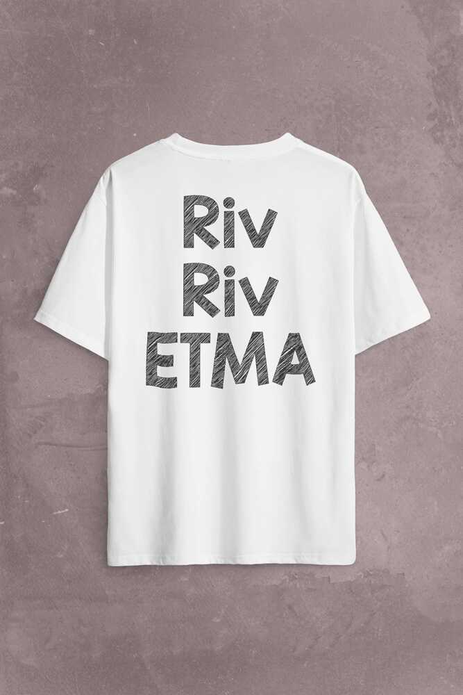 Riv Riv Etma Karadeniz Şivesi Rivrivriv Etme Sırt Ön Baskılı Beyaz Oversize Tişört Unisex