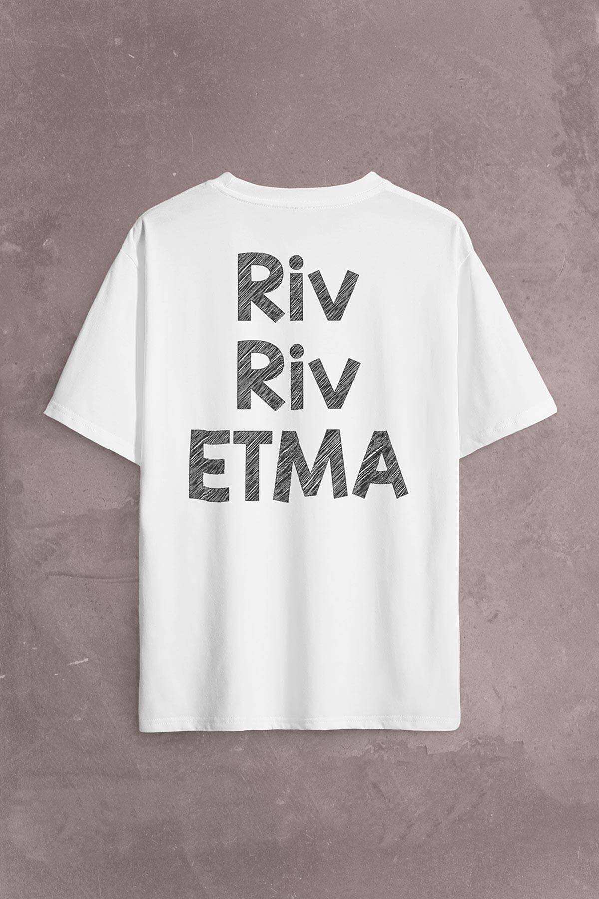 Riv Riv Etma Karadeniz Şivesi Rivrivriv Etme Sırt Ön Baskılı Beyaz Oversize Tişört Unisex