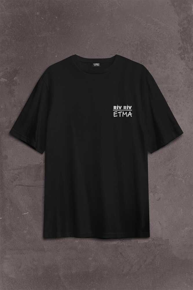 Riv Riv Etma Karadeniz Şivesi Rivrivriv Etme Sırt Ön Baskılı Siyah Oversize Tişört Unisex (1)