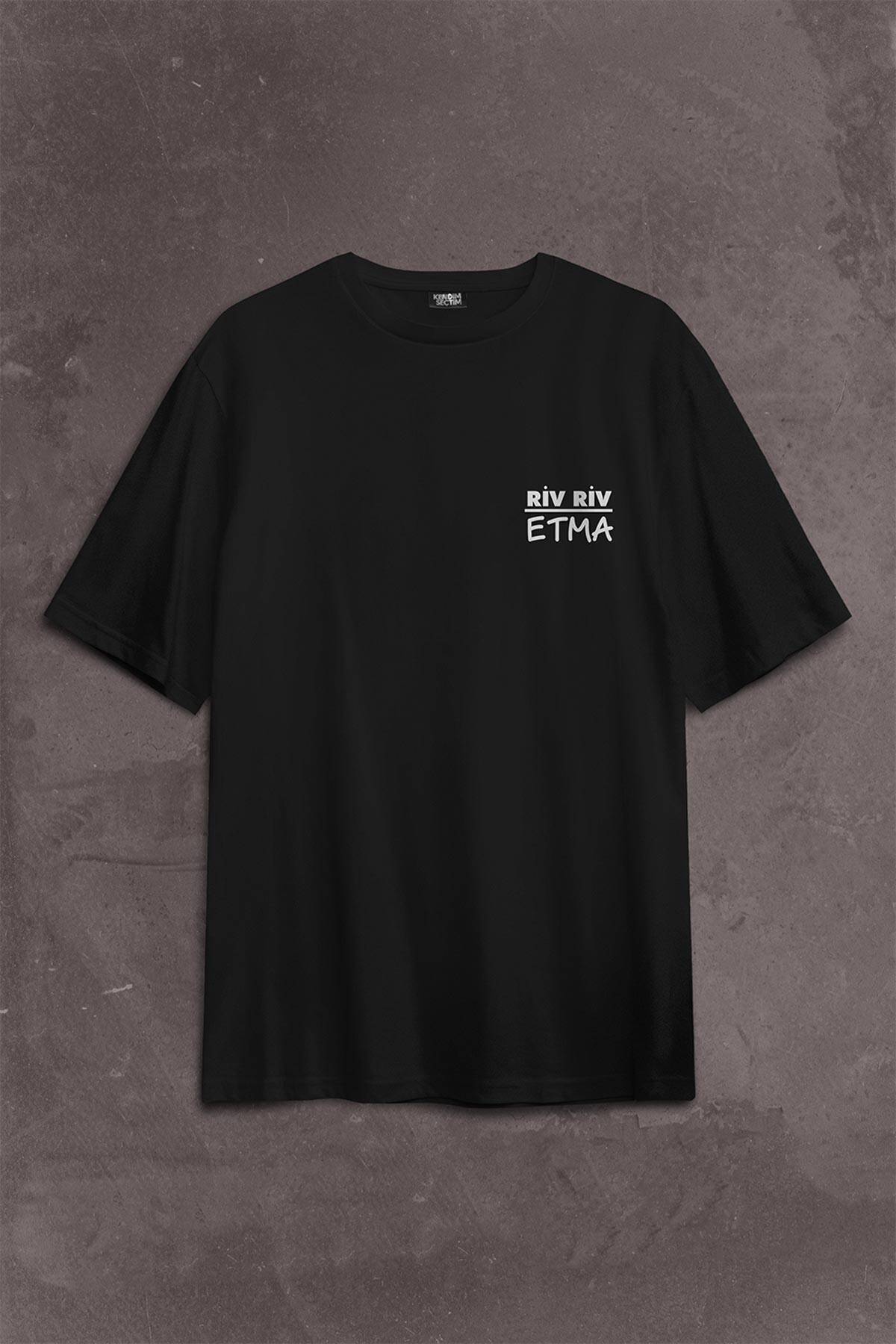 Riv Riv Etma Karadeniz Şivesi Rivrivriv Etme Sırt Ön Baskılı Siyah Oversize Tişört Unisex (1)