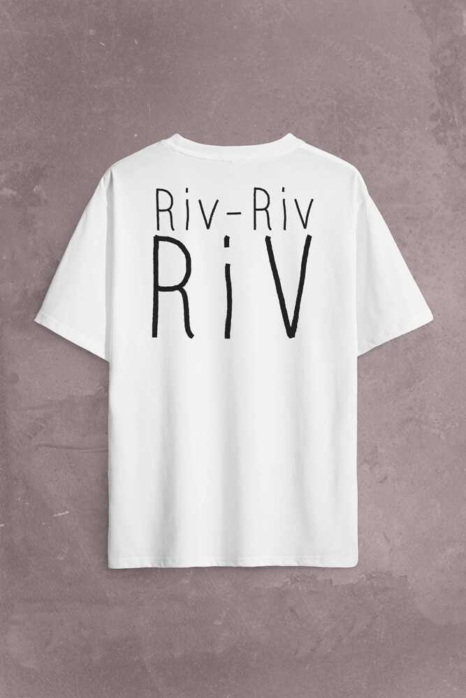 Riv Riv Riv Rivrivriv Rivriv Kemençe Horon Karadeniz Sırt Ön Baskılı Beyaz Oversize Tişört Unisex (1)