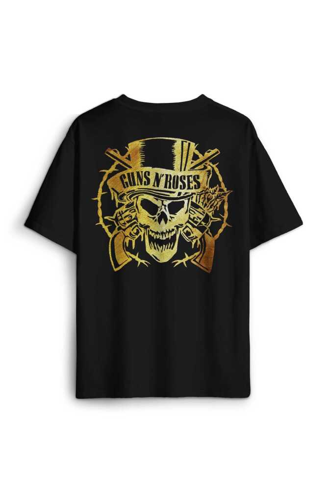 Rock Music Guns N Roses Sırt Ön Baskılı Oversize Tişört Unisex