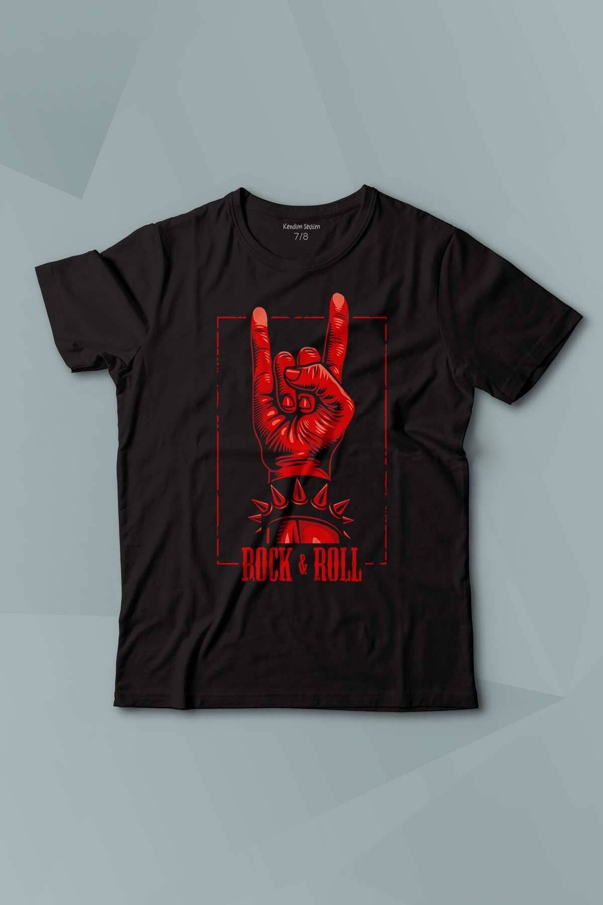 Rock'n Roll Music İşareti Baskılı Çocuk Tişört Kısa Kollu - 1