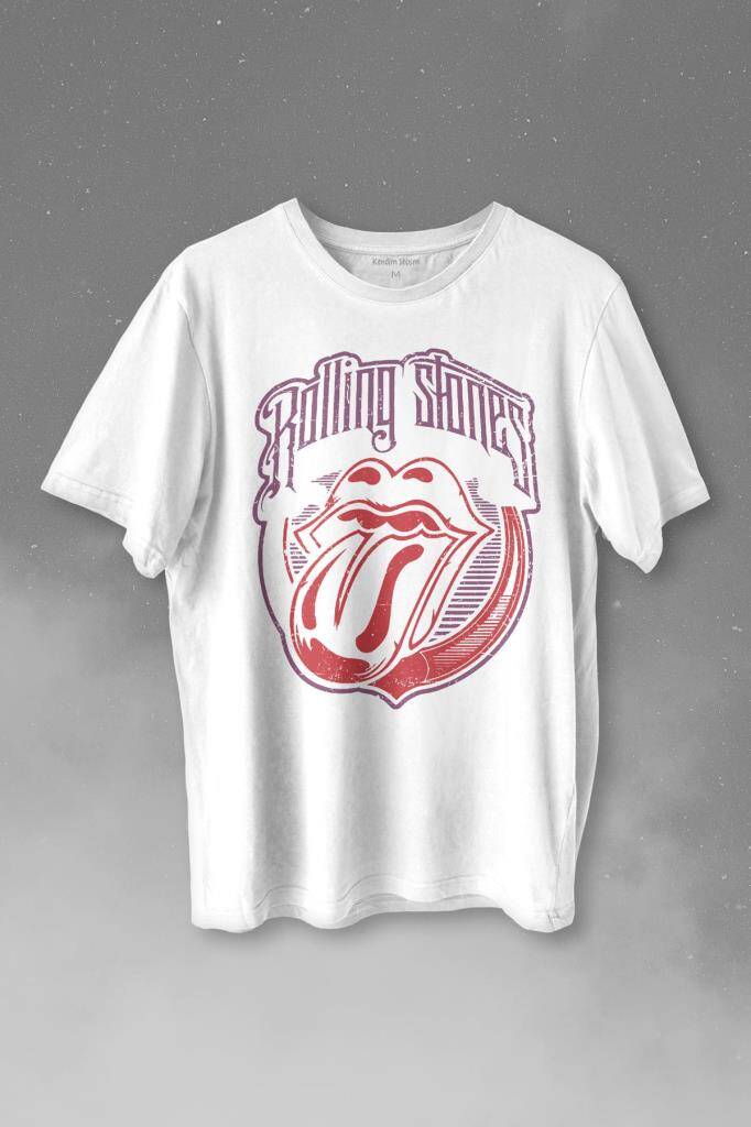 Rolling Stones Rock Retro 70S 80S Music Baskılı Tişört Unisex T-shirt - 1