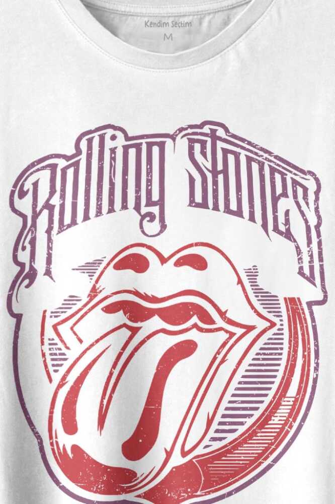 Rolling Stones Rock Retro 70s 80s Music Baskılı Beyaz Tişört Unisex (1)