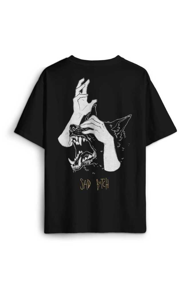 Sad Bötch Dog Asi Sırt Ön Baskılı Oversize Tişört Unisex
