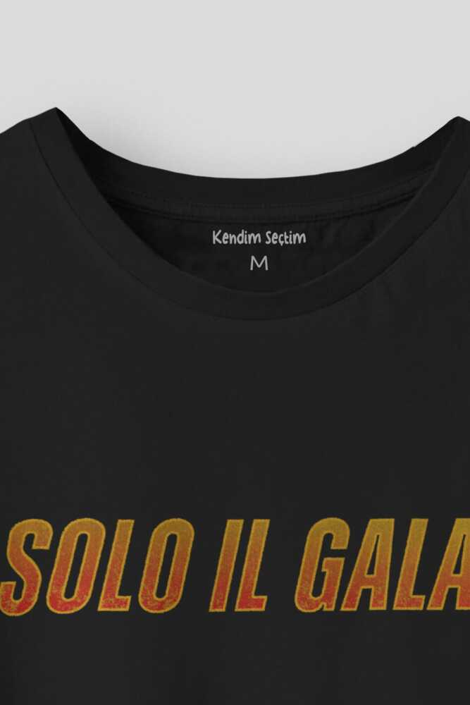 Sadece Sarı Kırmızı Solo il Gala Baskılı Tişört Siyah Unisex (1)