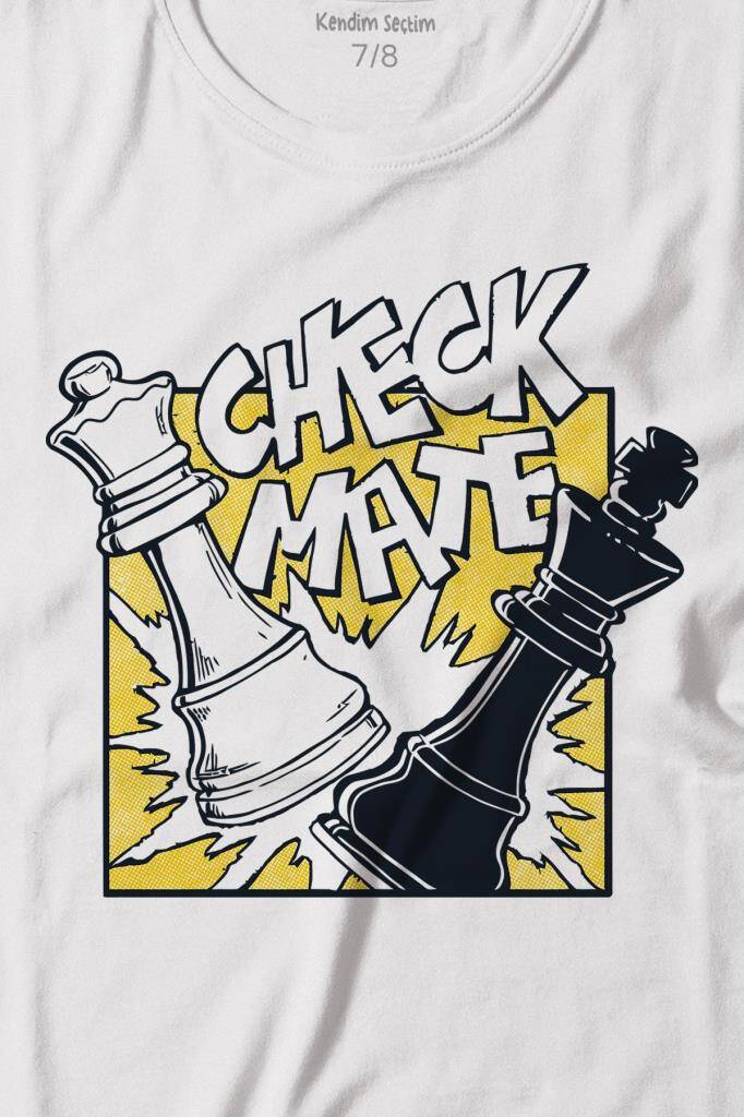 Şah Mat Satranç Check Mate Chess Kral Kraliçe Gambit Baskılı Tişört Çocuk T-shirt (1)
