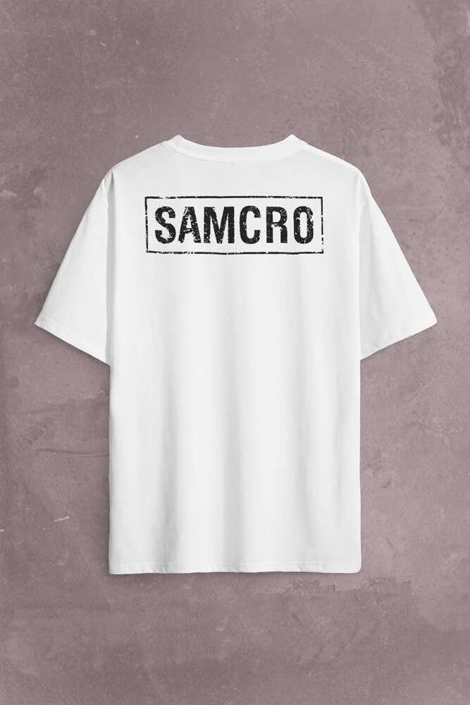 Samcro Sons Of Anarchy Anarşi Dizi Film Motosiklet Sırt Ön Baskılı Oversize Tişört Unisex (1)
