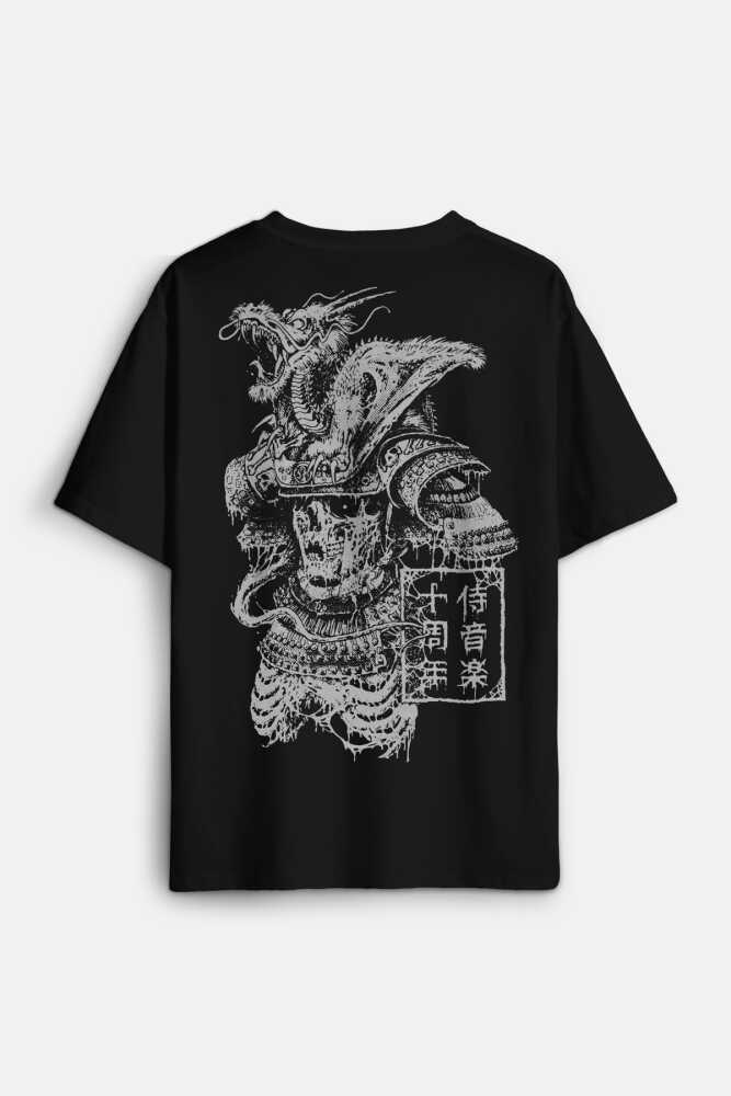 Samurai Japanese Samuray Japonca Street Wear Urban Sırt Ön Baskılı Oversize Tişört Unisex