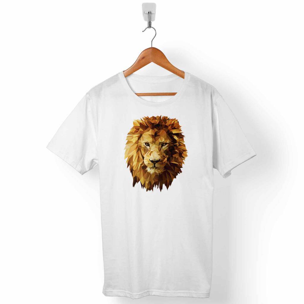 Sarı Yeleli Aslan Kafası Lion Head Siluet Erkek Tişört