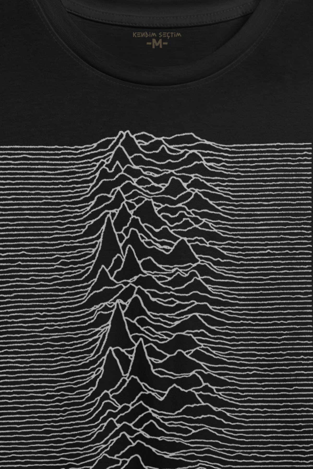 Ses Dalgası Müzik Joy Division Albüm Kapağı Çizgiler Baskılı Tişört Unisex T-shirt (1)