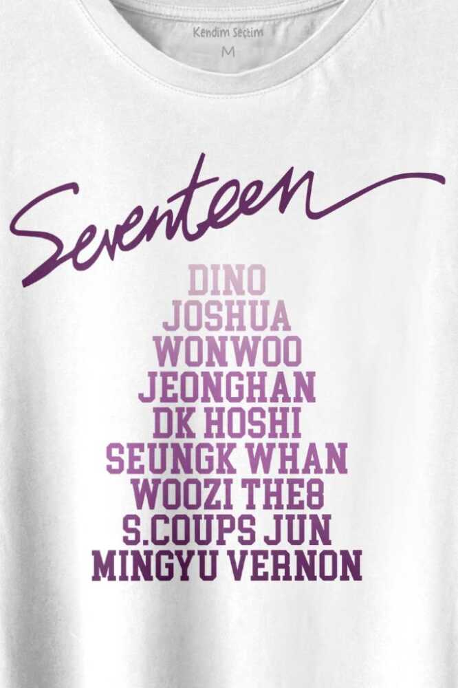 Seventeen K-Pop Music Group Shining Diamond Baskılı Beyaz Tişört Unisex (1)