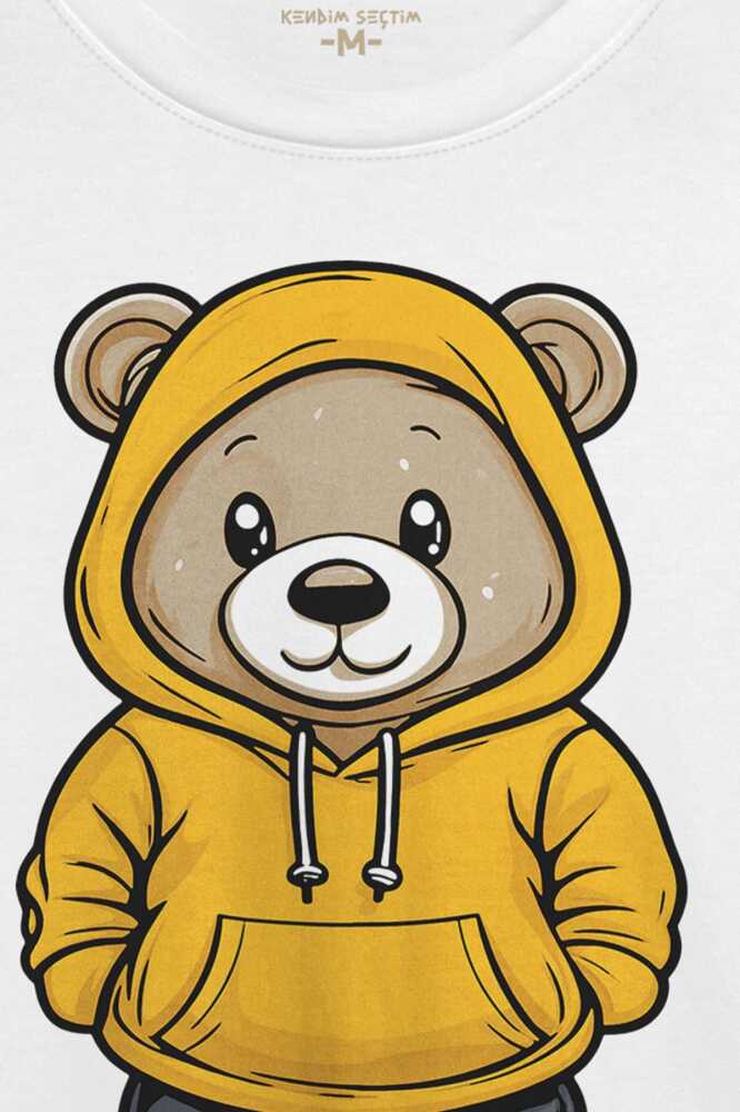 Sevimli Ayıcık Teddy Bear Ayıcıklı Beyaz Unisex Regular Fit Tişört (1)
