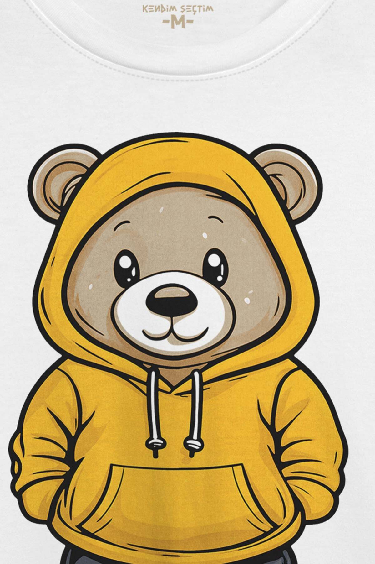 Sevimli Ayıcık Teddy Bear Ayıcıklı Beyaz Unisex Regular Fit Tişört (1)