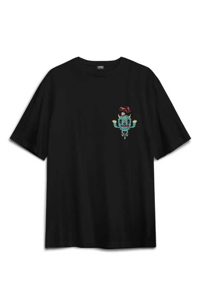 Sevimli Canavar Retro Monster Daft Punk 90lar Sırt Ön Baskılı Oversize Tişört Unisex T-Shirt (1)
