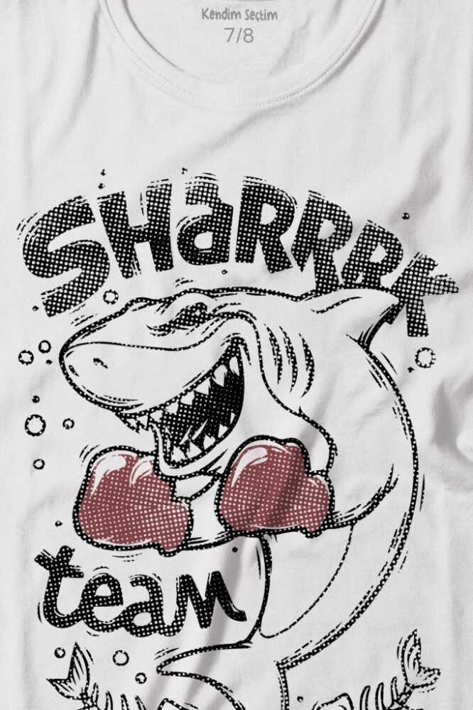 Shark Team Köpek Balığı Boks Fight Dövüşü Baskılı Çocuk Tişört (1)