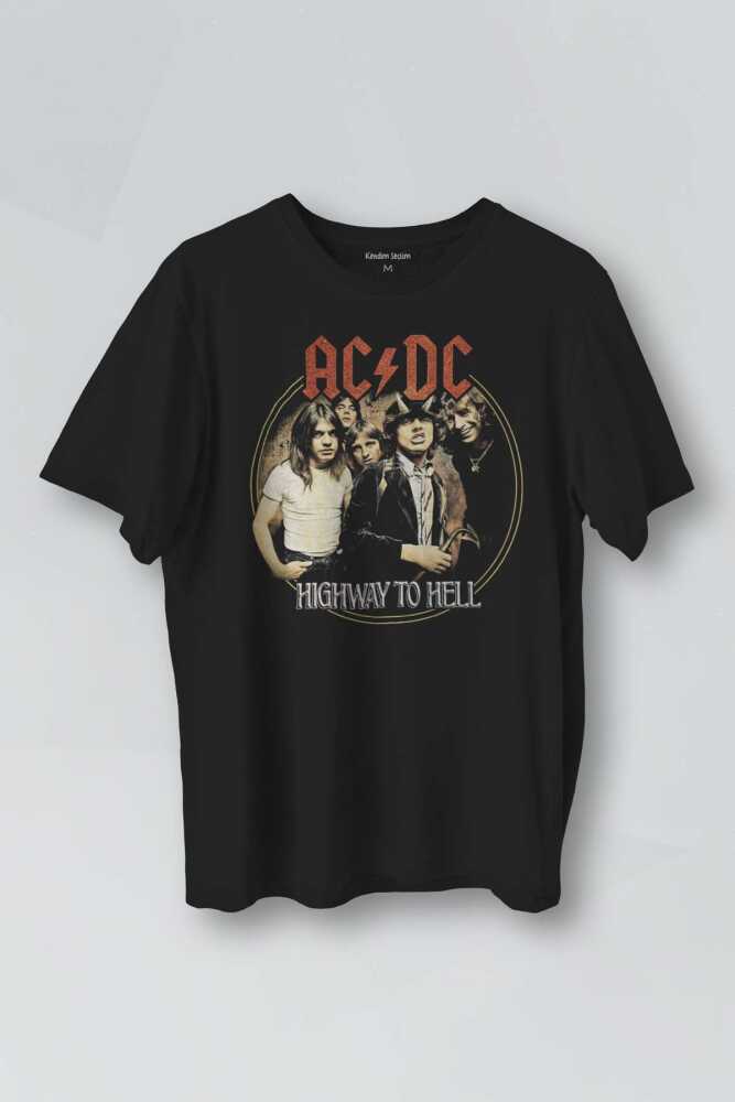 AC/DC Angus Malcolm Young Hard Rock AC DC Gitar Guitar Baskılı Siyah Unisex Tişört