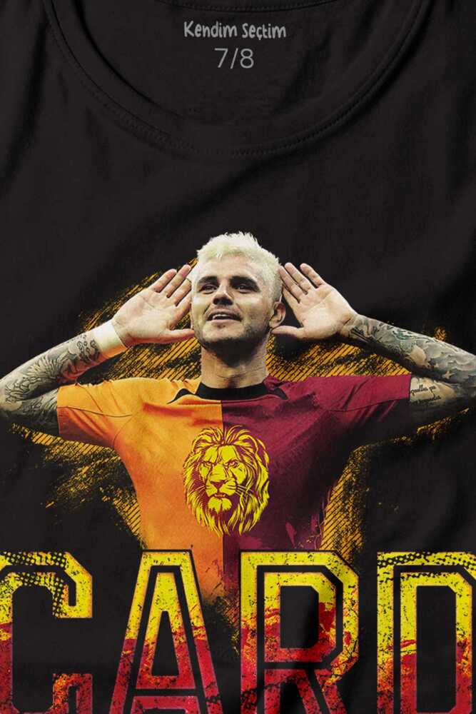 Mauro Icardi Sarı Kırmızı Baskılı Çocuk Tişört Siyah (1)
