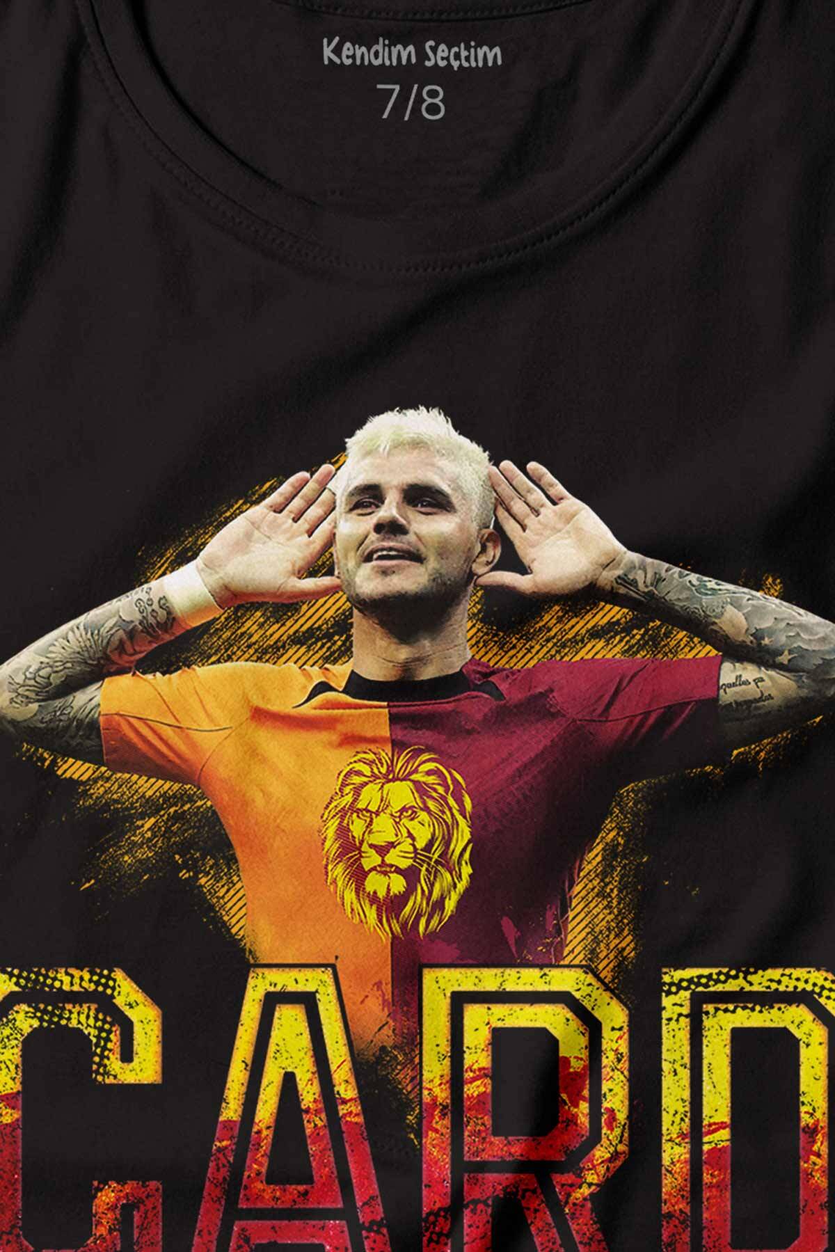 Mauro Icardi Sarı Kırmızı Baskılı Çocuk Tişört Siyah (1)