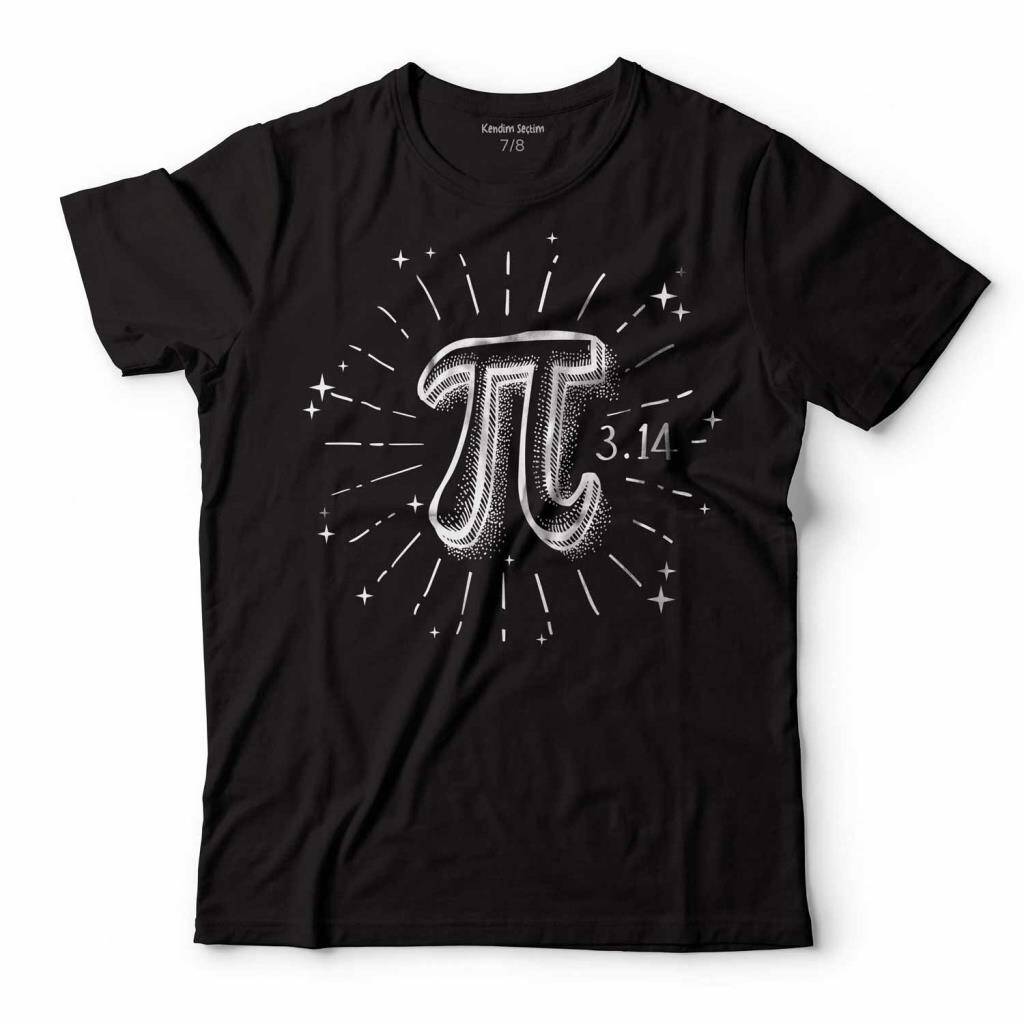 Siyah Doodle Pi Sayısı Baskılı Çocuk Tişört - 1