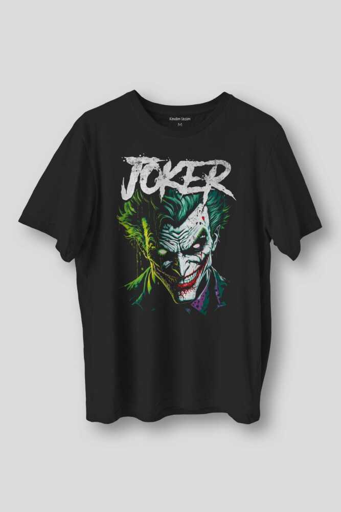 Siyah Joker Psikopat Gülüş Karanlık Film Vintage Movie Pamuklu Baskılı Tişört