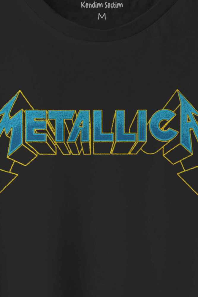 Siyah Metallica Baskılı Tişört Unisex Regular Fit Pamuklu (1)